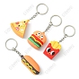 Porte-clés pendentif en plastique pvc, avec porte-clés en fer, platine, sandwich/hamburger/frites/pain