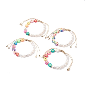 Handmade Polymer Clay & Natural Pearl Braided Bead Bracelet for Women