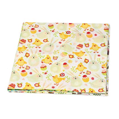 Easter Eggs Chick Bunny Flower Printed Quilt Fabric Bundles, for Easter Holiday and DIY Crafts Supplies