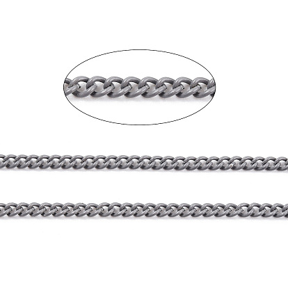 Électrophorèse chaînes de fer tordues, non soudée, avec bobine, couleur unie, ovale, 3x2.2x0.6mm