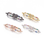 Brass Micro Pave Cubic Zirconia Links, Oval with Heart, Colorful