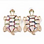 Alloy Stud Earrings for Women, with Colorful Rhinestone, Tortoise