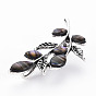 Leaf Shape Natural Shell Brooch Pin, Alloy Lapel Pin for Girl Women, Lead Free & Cadmium Free, Antique Silver