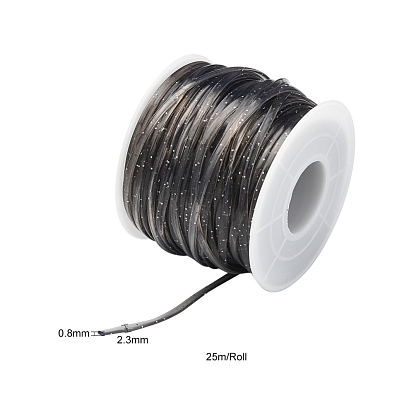 PVC Synthetic Rubber Cord, No Hole, with Glitter Powder and Spool, Flat