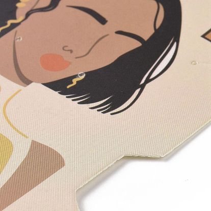 Cartes d'affichage de bijoux de papier, cartes de support de collier de boucle d'oreille, carré avec motif femme