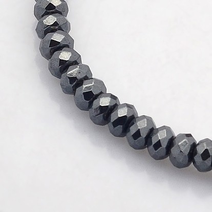 Galvanoplastie non magnétiques hématite synthétique brins de perles, facettes rondelle, 4x3mm, Trou: 1mm, Environ 141 pcs/chapelet, 15.7 pouce