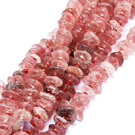 Naturel de fraise de quartz brins de perles, nuggets
