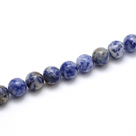 Jaspe tache bleue naturelle perles rondes