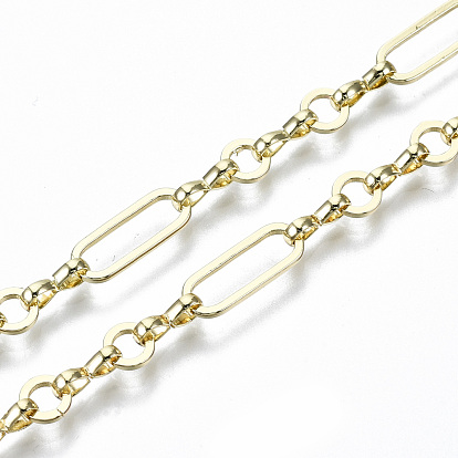 Brass Paperclip Chains, Drawn Elongated Cable Chains, Long-Lasting Plated, Soldered