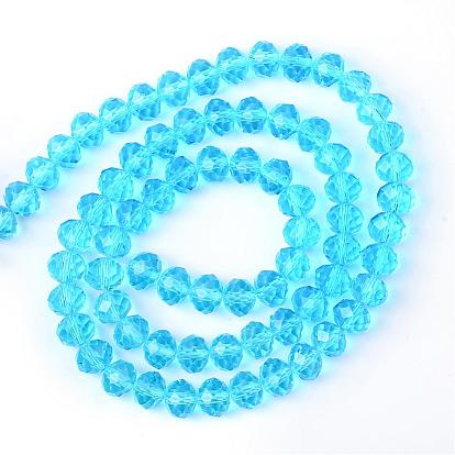 Transparent Glass Bead Strands, Faceted Rondelle