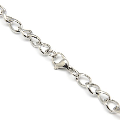 Fashionable 304 Stainless Steel Side Twisted Chain Necklaces, with Lobster Claw Clasps, 21 inch~22 inch(533~559mm)x6mm