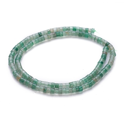 Brins de perles de quartz vert naturel, perles heishi, Plat rond / disque