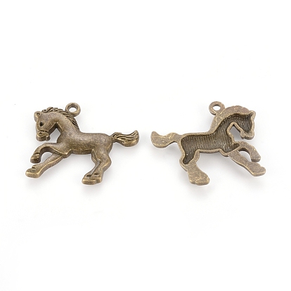 Tibetan Style Alloy Pendants, Cadmium Free & Lead Free, Horse, 27x24x2mm, Hole: 2mm