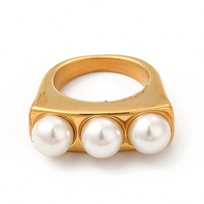 Placage ionique (ip) 304 bagues en acier inoxydable, anneau de perles en plastique classique pour les femmes