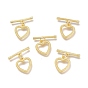 Brass Toggle Clasps, with Jump Rings, Long-Lasting Plated, Heart