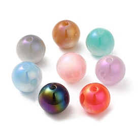 Perles de résine opaques irisées, perles de bonbons, ronde
