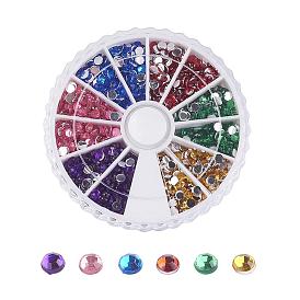 Imitation Taiwan Acrylic Rhinestone Cabochons, Faceted, Half Round