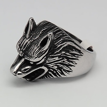 Unique Retro Men's 304 Stainless Steel Wolf Rings