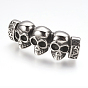 316 Surgical Stainless Steel Slide Charms Cabochon Settings, Three Skull