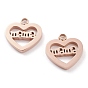 Ion Plating(IP) 304 Stainless Steel Charms, Laser Cut, Heart with Word Mama, for Mother's Day