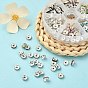 120Pcs 6 Colors Iron Flat Round Spacer Beads Sets, Silver Color, with Rhinestone