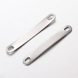 Rectangle 304 Stainless Steel Links Connectors, 49x6x1mm, Hole: 2.5x4.5mm
