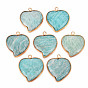 Natural Stone Pendants, with Light Gold Plated Brass Findings, Faceted, Heart