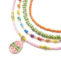 4Pcs 4 Style Glass Seed Imitatin Pearl Beaded Necklaces Set, Alloy Enamel Easter Egg Charm Stackable Necklaces for Women