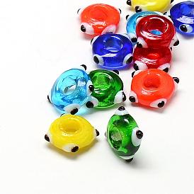 Handmade Lampwork Beads, Donut, Large Hole Beads