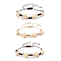 3Pcs 3 Color Synthetic Turquoise(Dyed) Tortoise Braided Bead Bracelets Set, Gemstone Adjustable Bracelets for Women