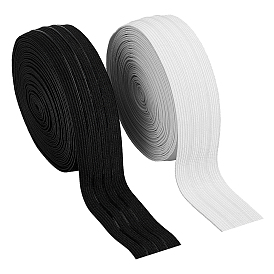 PandaHall Elite 16 Yards 2 Colors Polyester Elastic Ribbon, Non-slip Ribbon, Flat