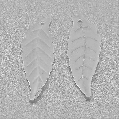 Transparent Acrylic Pendants, Frosted, Leaf