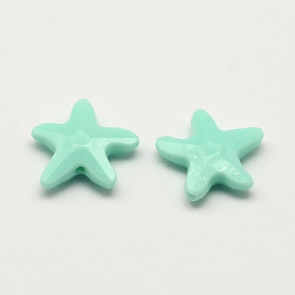Opaque Acrylic Beads, Starfish/Sea Stars, 21x20x6mm, Hole: 2mm, about 500pcs/500g