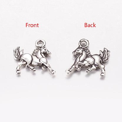 Tibetan Style Alloy Pendants, Horse, 16.5x13.5x2mm, Hole: 2mm