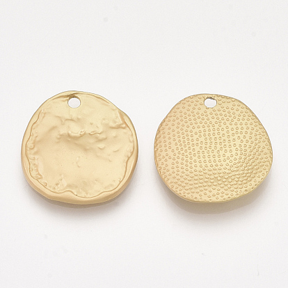 Smooth Surface Alloy Pendants, Hammered, Flat Round