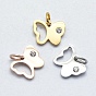 316 Surgical Stainless Steel Pendants, with Cubic Zirconia, Butterfly