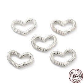 925 Sterling Silver Spring Gate Rings, Grooved Heart