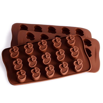 Moules en silicone, moules fondants, pour la décoration de gâteau de bricolage, chocolat, candy, rectangle avec le coeur