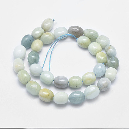 Perlas naturales de color turquesa hebras, oval