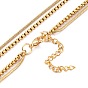 304 Stainless Steel Double Layer Necklaces, with Box Chains & Snake Chains, Teardrop