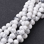 Perlas naturales howlite hebras, rondo, 4~8 mm, agujero: 0.8~1 mm