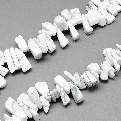 Natural Howlite Stone Bead Strands, Nuggets, 12~20x6~10x3~10mm, Hole: 1mm, about 104pcs/strand, 15.7 inch