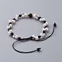 Braided Beads Bracelets, with Natural Cultured Freshwater Pearl Beads, Natural Gemstone, Brass Beads and Nylon Thread