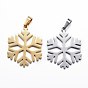 Placage ionique (ip) 304 pendentifs en acier inoxydable, Noël, flocon de neige