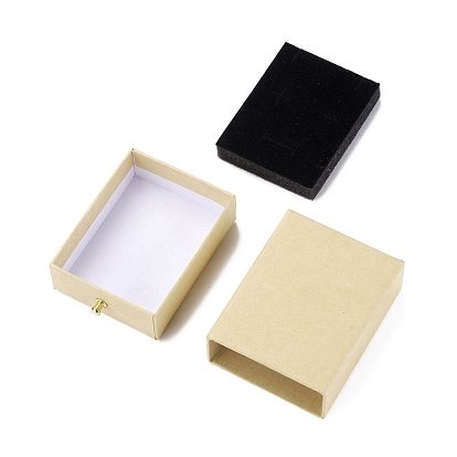 Caja de juego de joyería de cajón de papel rectangular, con remache de latón, para pendiente, embalaje de regalos de anillos y collares