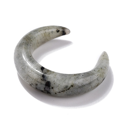 Perles naturelles de labradorite, sans trou, pour création de fil enroulé pendentif , double corne / croissant de lune