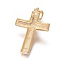 Placage ionique (ip) 304 gros pendentifs en acier inoxydable, avec strass, de Pâques, crucifix croix