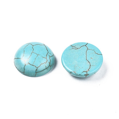 Accessoires d'artisanat teints turquoise synthétique pierres précieuses cabochons de dôme dos plat , demi-tour