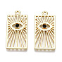 Alloy Pendants, with Glass, Cadmium Free & Lead Free, Rectangle with Eye, Light Gold