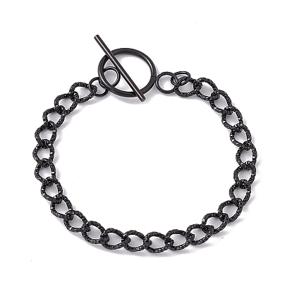 304 Stainless Steel Curb Chain Necklace with Toggle Clasps for Women